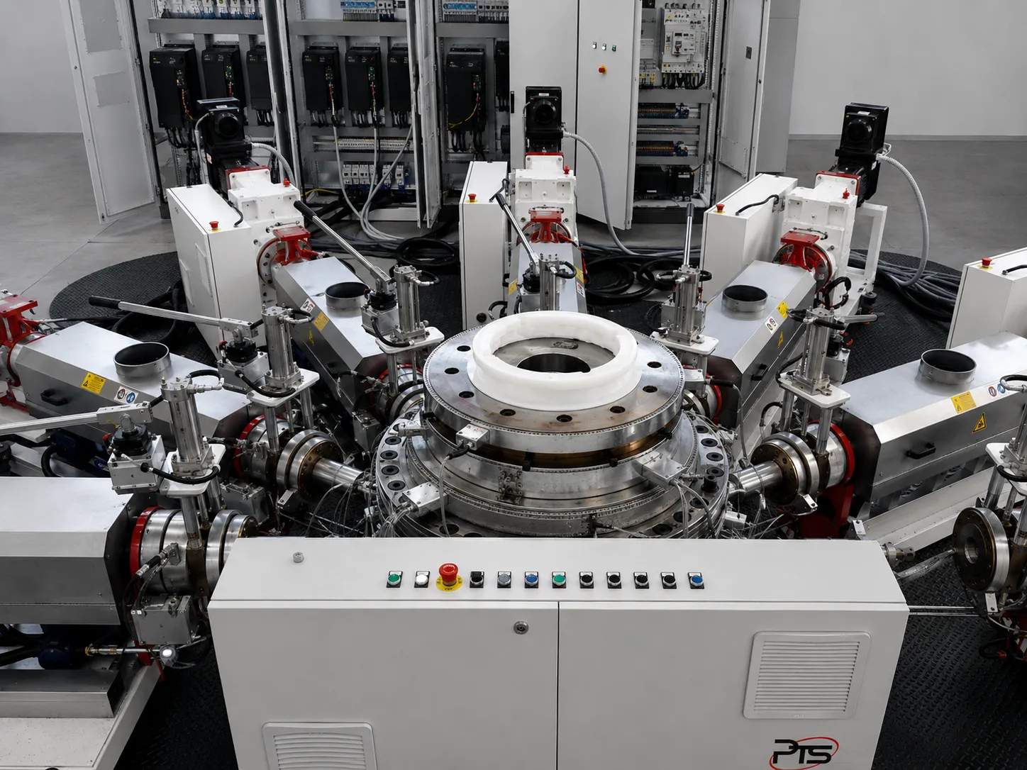 Blown film extrusion line for multilayer bubble film production